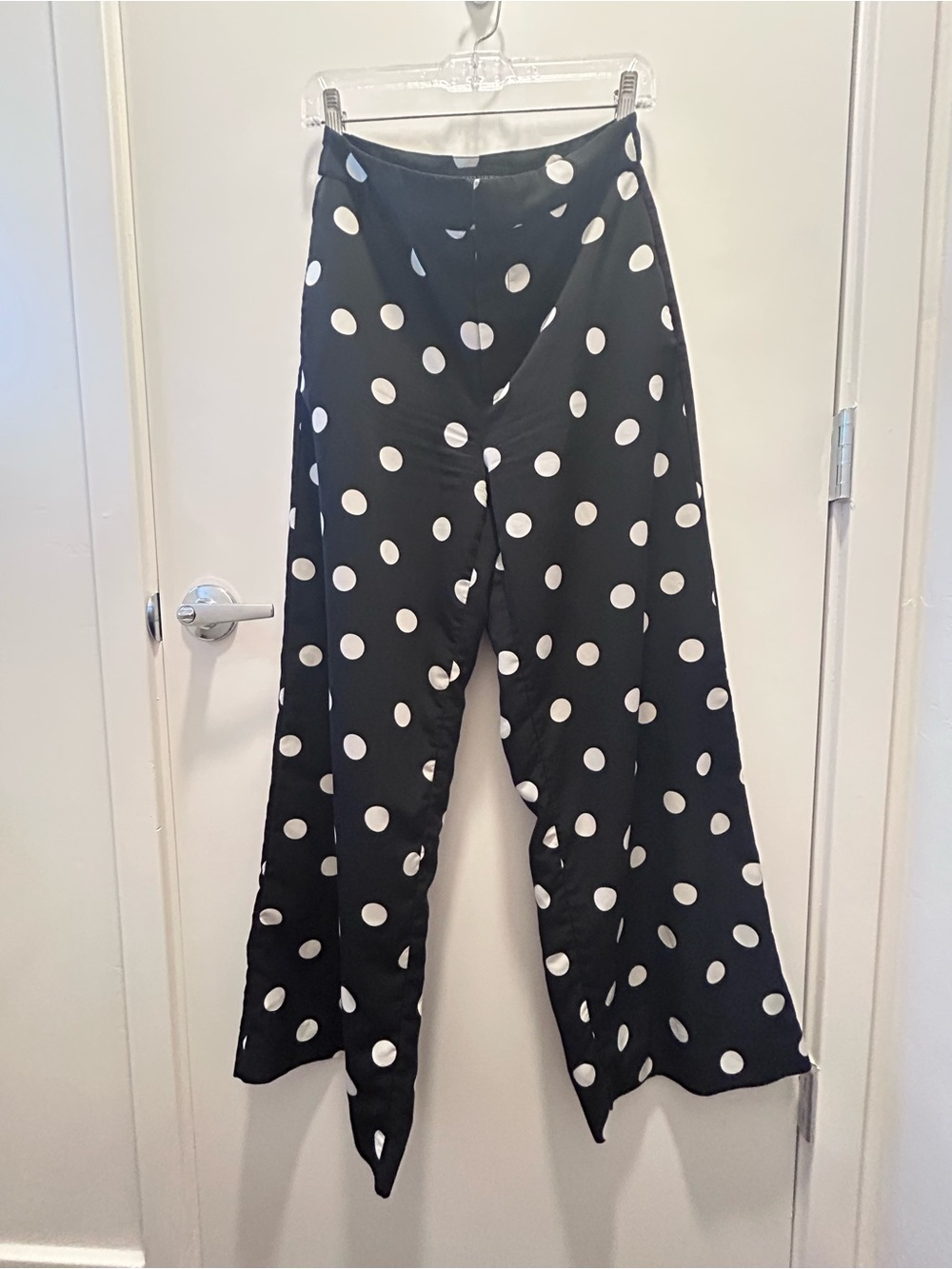 Banana Republic High-Rise Wide-Leg Cropped Black and White Polka Dot Pants